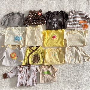 Bundle onesie newborn/baby in white yellow brown